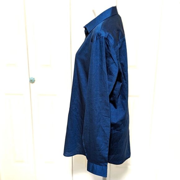 NWT Men's INC Pindot Colbot/Navy Blue Long Sleeve Dress Shirt - Picture 11 of 12